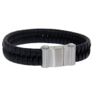 Black leather bracelet with magnetic clasp