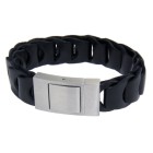 Black leather strap with snap clasp