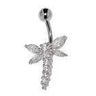 Belly button piercing - dragonfly made of sterling silver with zirconia wings