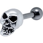 316L helix ear piercing 1.2x6 with zombie skull in 925 sterling silver