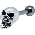 316L helix ear piercing 1.2x6 with zombie skull in 925 sterling silver