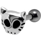 316L helix ear piercing 1.2x6 with zombie animal skull in 925 sterling silver