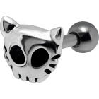 316L helix ear piercing 1.2x6 with zombie animal skull in 925 sterling silver