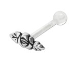 TIP ear piercing with 925 silver flowers and PTFE barbell