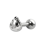 Tongue piercing made of 316L steel 1.6x10mm flame motif