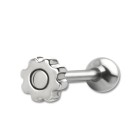 Tongue piercing made of 316L steel 1.6x10mm gear wheel motif