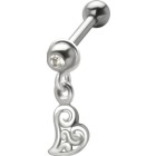 316L steel helix ear piercing 1.2x6mm, HEART pendant, playful