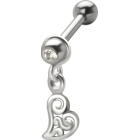 316L steel helix ear piercing 1.2x6mm, HEART pendant, playful