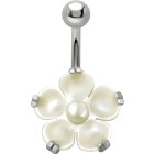 316L Navel piercing with mother-of-pearl flower motif