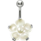 316L Navel piercing with mother-of-pearl flower motif