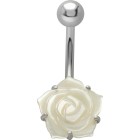 316L Navel piercing with mother-of-pearl rose flower motif