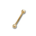 14k gold barbell dumbbell with hollow balls 1.2mm