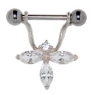 Nipple piercing made of 925 sterling silver with Swarovski stone