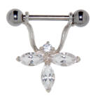 Nipple piercing made of 925 sterling silver with Swarovski stone