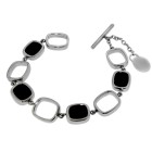Bracelet made of stainless steel with gemstones - black