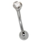 Belly button piercing with clear crystal, miniature flower