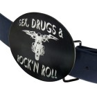Biker belt buckle oval made of stainless steel black with PVD coating and individual engraving