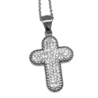 Cross pendant made of stainless steel with crystal stones and your desired engraving