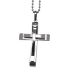 Pendant in cross design made of stainless steel, two crosses