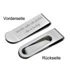 Classic money clip made of polished stainless steel with individual engraving