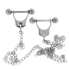 Nipple piercing made of surgical steel with chain locks connected by a chain