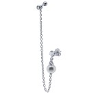 316L Helix ear piercing 1.2x6mm with silver chain and stud with pearl