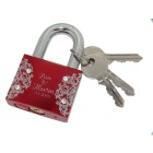 Love lock red made of aluminum 50mm and crystal stones with your individual engraving