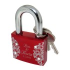 Love lock red made of aluminum 50mm and crystal stones with your individual engraving