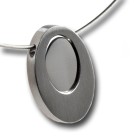 Two-piece oval pendant made of stainless steel, 29x20x5.2mm