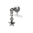 316L Internally Threaded Dermal Tip with Star Pendant