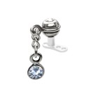 316L internally threaded tip for dermal with crystal pendant