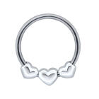 316L BCR Surgical Steel Ball Clamp Ring 1.2x10mm with three hearts