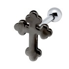 316L helix ear piercing 1.2x6mm, graveyard cross motif out of 925 sterling silver