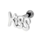 Helix ear piercing with motif made of silver KISS