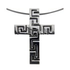 Sterling silver cross pendant, shiny &amp; oxidized