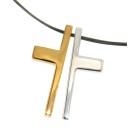 Pendant cross in two parts Silver, gold-plated &amp; shiny