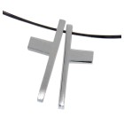 Two-part cross pendant Silver, matted &amp; shiny