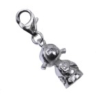 Pendant for bracelet or necklace made of 925 silver Kokeshi doll 09 / flower motif
