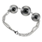 Bracelet with black agate balls in delicate steel spirals