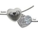 Heart pendant made of stainless steel with Swarovski crystals and individual engraving on the back