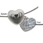 Heart pendant made of stainless steel with Swarovski crystals and individual engraving on the back