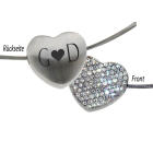 Heart pendant made of stainless steel with Swarovski crystals and individual engraving on the back