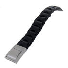 Black leather strap with snap clasp