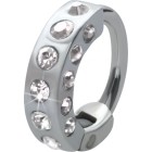 316L steel hoop earrings 1.2x8mm, helix set with crystals