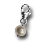 Charm pendant with a faux pearl in mother-of-pearl to hang in a charm bracelet