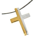 Pendant cross in two parts Silver, gold-plated &amp; shiny