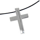 Two-part cross pendant Silver, matted & shiny