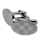 Cufflinks made of stainless steel, high-gloss &amp; matt, checkerboard pattern