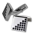 Stainless steel cufflinks square shiny with black accents