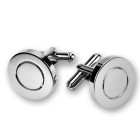 Stainless steel cufflinks with a mirror finish, 18mm, polished dots on a black background
